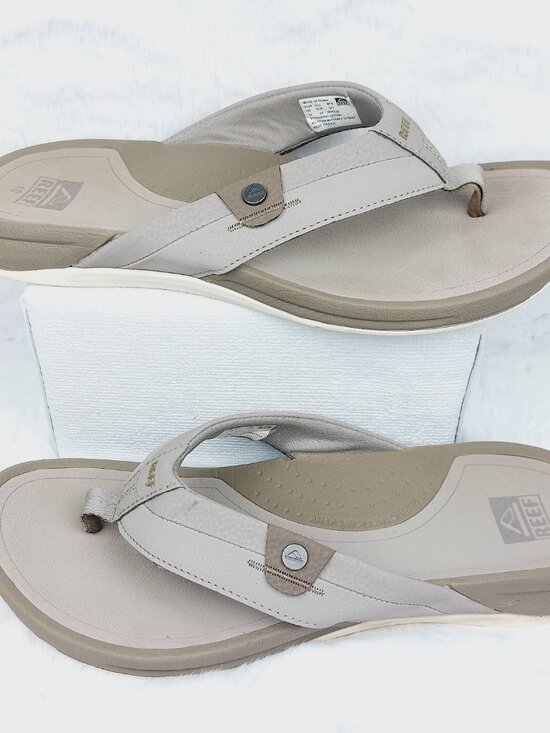 Reef Men\'s Gray Brown Pacific Comfort Slip-On Thong Sandal Size US 10 main image 6